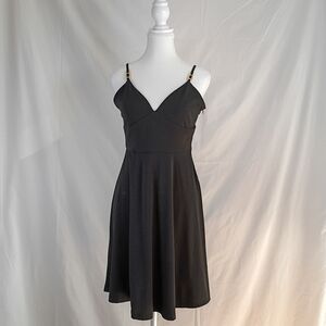 Michael Kors Party Cocktail Spaghetti Straps V-neck dress Black Size 4